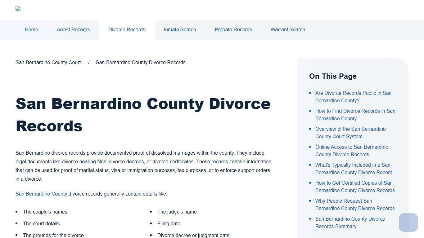 San Bernardino County Divorce Records Search | San Bernardino County Court